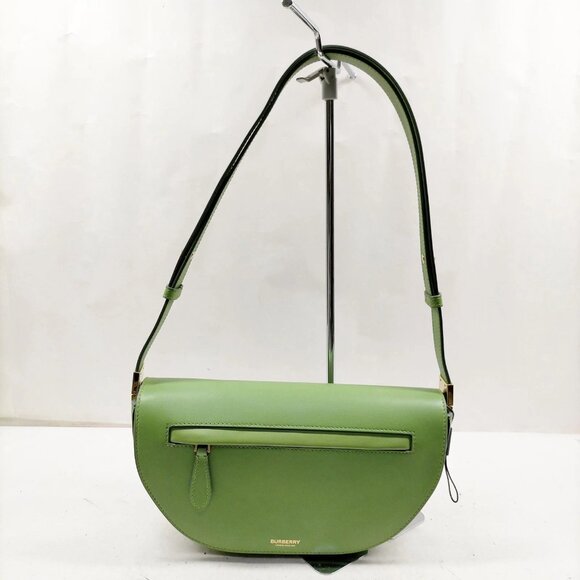 Burberry Shoulder Bag Green Leather 500-052925